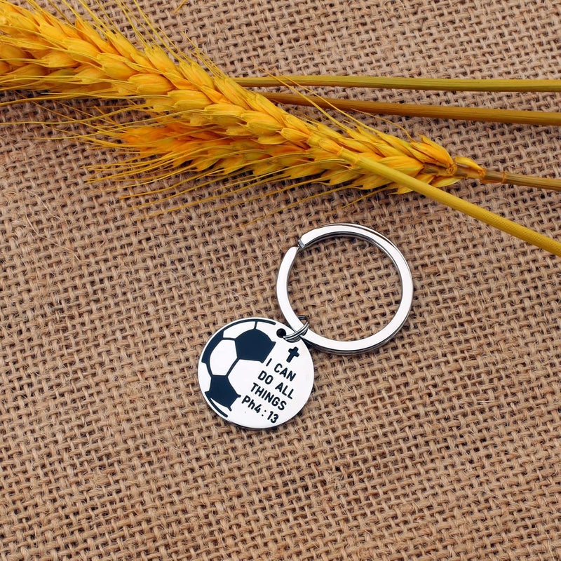 Febremdy Christian Soccer Pendant Necklace Keychain PHIL 4 13 I CAN DO All Things Scripture Jewelry - Image 3